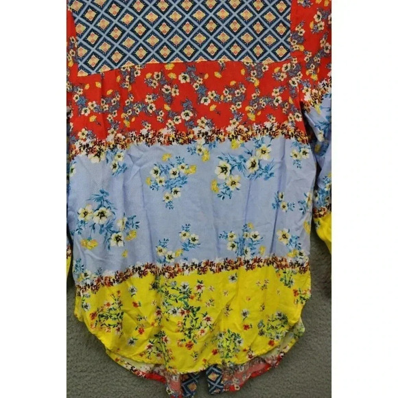 Fig & Flower Long Sleeve Button-Up Floral Blouse-P/S-Cottagecore-Mixed Prints - Picture 9 of 11